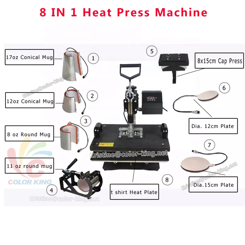 8-в-1 комбинированный сублимац – обзор и цена T Shirt Printing Machine 8 In 1