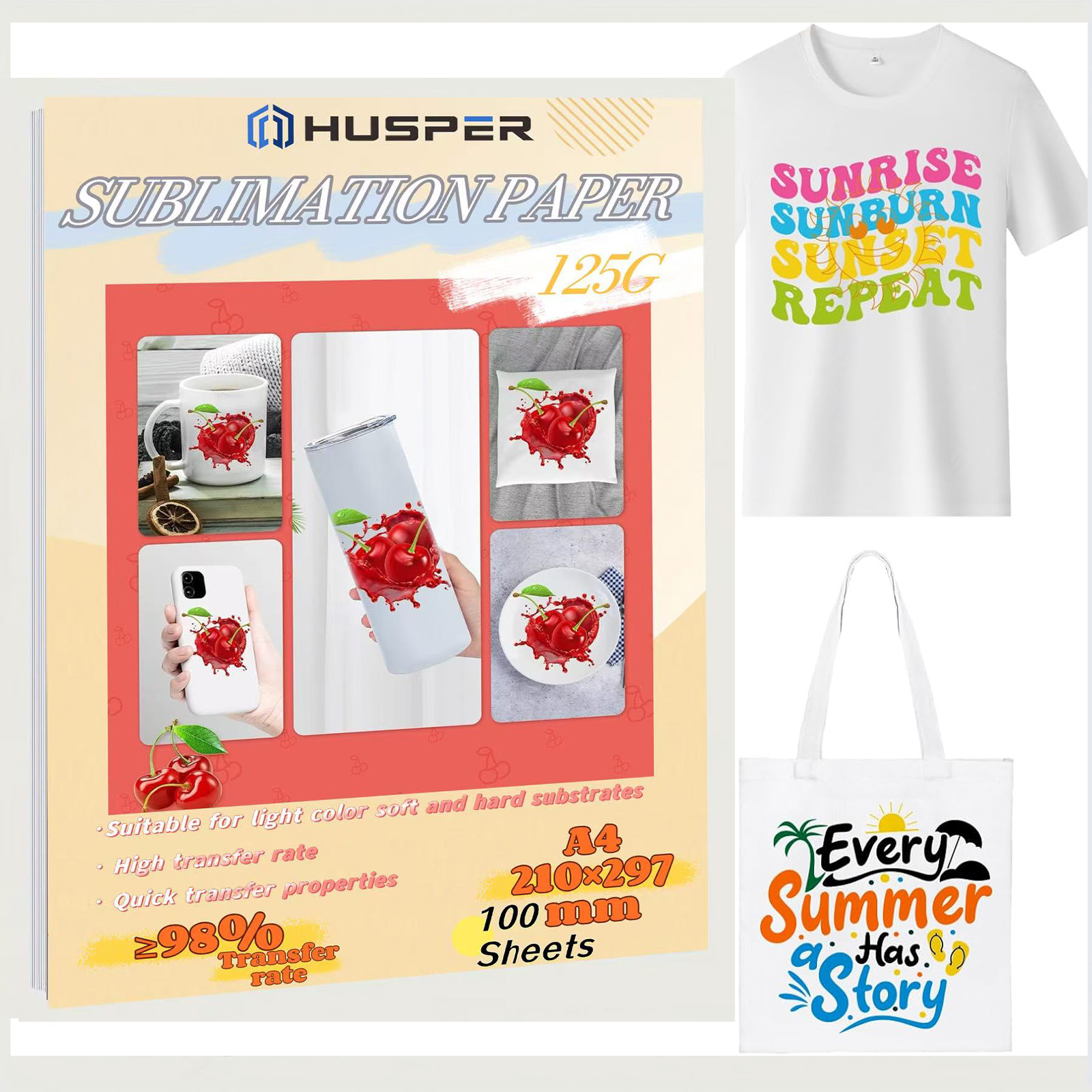 HUSPER 125 г A4 100 листов суб – обзор и цена Sublimation Paper A4 100 Sheets